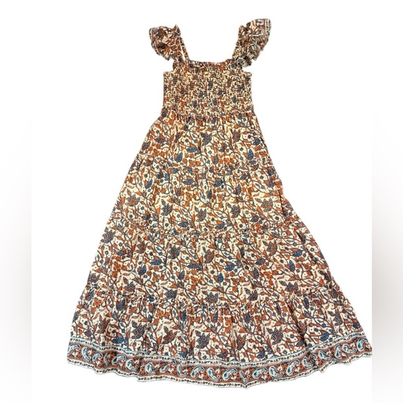 Anthropologie Love The Label Smocked Bust Tiered Bouquet Maxi Dress Size Large - Picture 3 of 12